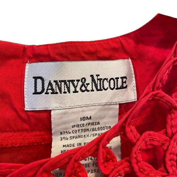 Danny & Nicole Dress Women’s 10 Red Sheath Embroidery Detail Sleeveless Cotton - Picture 3 of 7